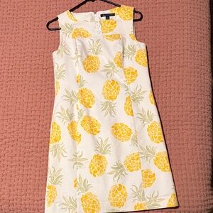 Brooks Brothers Yellow Pineapple Print Mini Dress